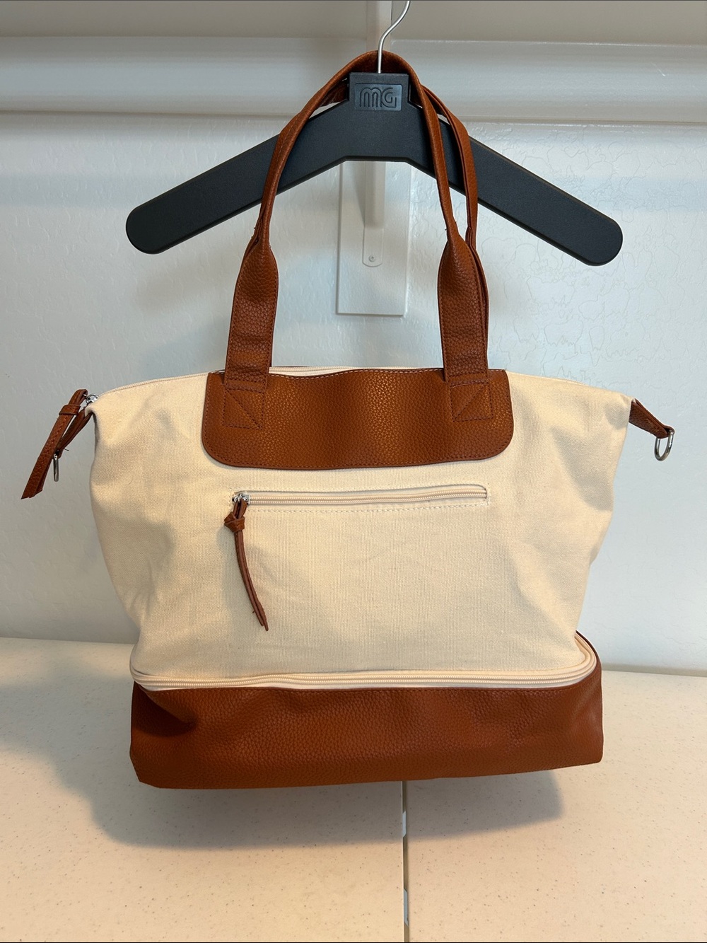Graf Lantz Carry-On Travel Weekender Canvas Vegan Leather Bag NEW